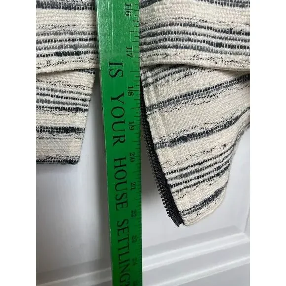 Stoosh Moto Jacket Full Zip Textured Tweed Light Weight Ivory Blazer Womens M - Picture 10 of 10